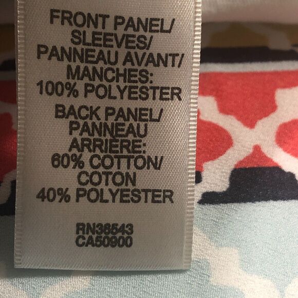 Van Heusen Womens Multi Colored Geometric Shirt Large Resort Bohemian Casual - Picture 5 of 6